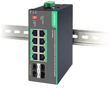 LINOVISION Industrial 8 Porte Remote Cloud Managed Poe Switch con 4 Uplink SFP, Switch Poe Full Gigabit, IEEE802.3af/at, Poe Budget 180W, Supporto Porte Poe Remote gestibili
