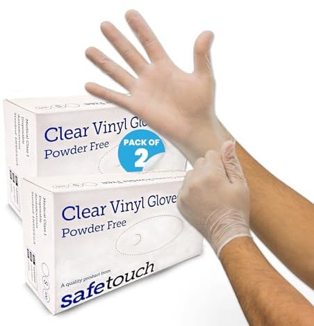 Just Health Disposables 100 x Clear Vinyl Gloves, Small Gloves - Pack of 2 (Box of 100 pcs) | Multipurpose | Powder Free Gloves | Latex Free Gloves | Clear Disposable Gloves