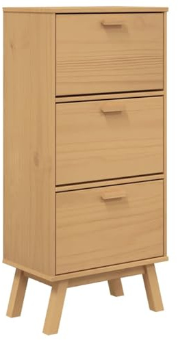 vidaXL Schuhschrank, Schuhkommode mit viel Stauraum, Schuhkipper mit Holzbeinen, Regal Schrank Schuhe mit Klappen, Braun Massivholz Kiefer