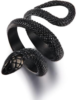 GTHIC Schlangenringe für Männer und Frauen, Gothic-Vintage-Ring, gewickelte Schlange, Kobra-Ring, Punk-Stil, Tierschlangenring, Schmuck, Geschenk, Schwarz, Größe 13