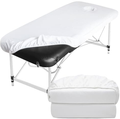 Tvvcalk 2pcs Housse Table de Massage, Drap Housse Table Massage - Lavable - Drap Housse de Protection pour Table de Massage 70 x 190 x 12cm