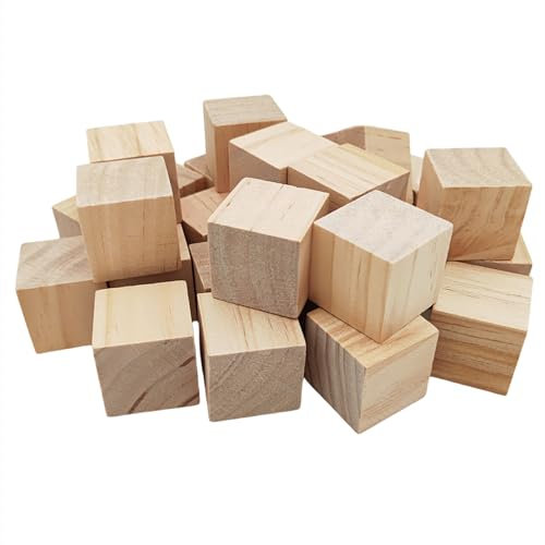 Anktily Holzwürfel 3.5 cm, Kiefernholz, 30 Stück, Quadratisch