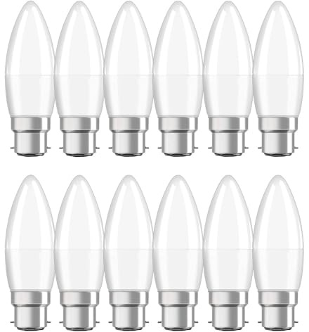 NCC-Licht 12 x LED Leuchtmittel Kerzenform C35 5,7W = 40W B22d matt 470lm warmweiß 2700K