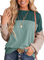 Daspkuwy Ladies Jumpers Long Sleeve Color Block Fall Fashion Women's Sweatshirts Waffle Knit Striped Winter Tops for Women UK Size 10-12 Blue Green