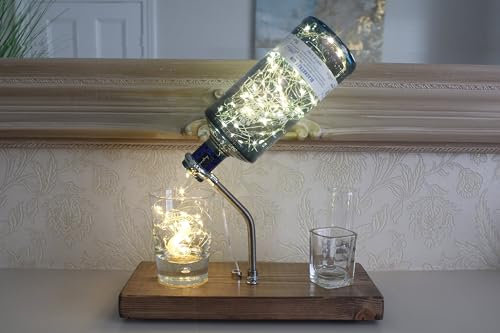 Handmade Upcycled Blackberry Gin Bottle Lamp (70cl). Unique Gin Gift for The Home (Brass Fittings, Mains Powered)