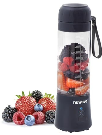Nuwave 16OZ On-the-Go Personal Blender, Lightweight & Portable Blender for Shakes and Smoothies, 6 Blades, USB Rechargeable, Leak-Proof Lid, BPA-Free, Self-Cleaning, for Gym, Kitchen, Office