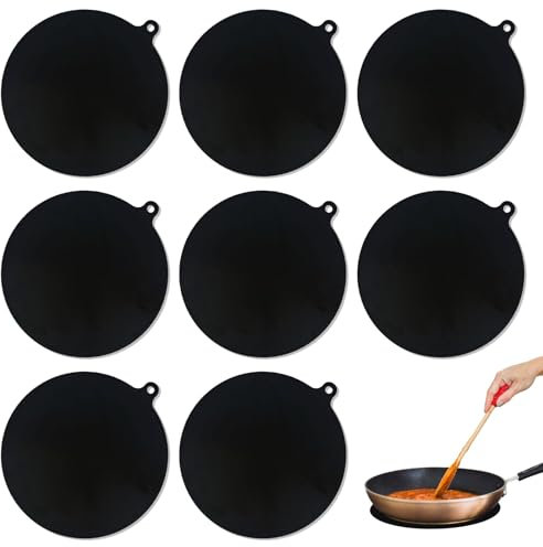 Sxutop 8 Pièces Tapis Rond Protection Plaque Induction Tapis Silicone Protection Plaque Induction Noir Tapis Plaque Induction 22 cm Résistant Chaleur Tapis de Protection pour Cuisinière à Induction
