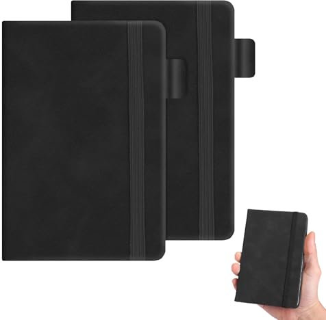 2 Stück Taschennotizbuch Tagebuch Mit Stiften Ledereinband Kleine Klassische Linierte Tagebücher A7 Liniertes Notizbuch, Mini Notizbuch,Kleines Notizbuch,Pocket Notebook,Kleines Notizbuch Mini