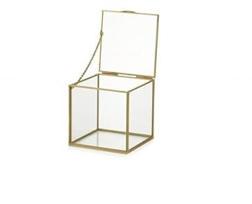 Chianese Cubo Box in Metallo Oro 10,5x10,5x10,5 cm | Contenitore Decorativo Moderno, Terrarium Geometrico, Centro Tavola Elegante, Vasi Geometrici da Interno