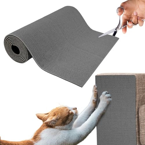 PEPPER® Alfombra Rascador para Gatos 40x200cm | Protector Sofa Gatos Arañazo | Ideal para Evitar Arañazos en Sofás y Muebles | Tapete Rascador con Autoadhesivo. (Gris)