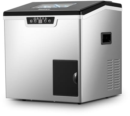 Huanyu Commercial Ice Maker Ice Crusher 2-in-1 Ice Maker and Shaver Machine, 20kg/Day High Output, 3 Water Supply Modes, Adjustable Ice Thickness, Automatic Self-Cleaning