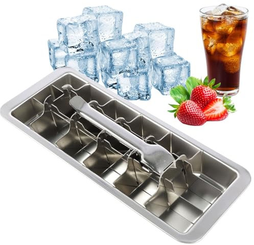 Eiswürfelform Edelstahl 18 Schlitzen mit Hebel Leicht Lösendem Eiswürfelform aus Edelstahl Quadratische zur DIY Herstellung Verschiedener Eiswürfel
