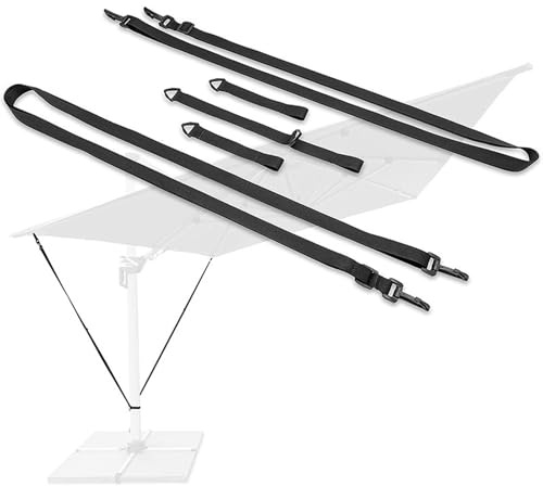 MUNEFE Umbrella Fixed Straps, Umbrella Wind Stabilizer Straps, Umbrella Fixing Straps Set Suitable for Large Cantilever Parasols