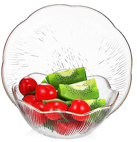 Cabilock Bol Assiette Verre Transparent Bordure Service de Salades Desserts pour Repas Famille