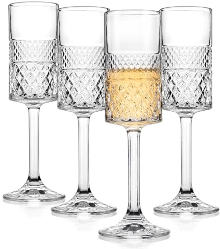 Cambareign 200ml Champagne Flutes Set of 4, Crystal Champagne Prosecco Glasses, Lead-Free Square Champagne Flute Glass, Gift for Birthday, Wedding, Anniversary, Celebrations