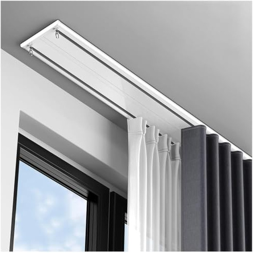 Double Curtain Track Rod Ceiling/Wall Mount Room Divider For Living Room Bedroom Hotel Villa(11.2FT/340CM)
