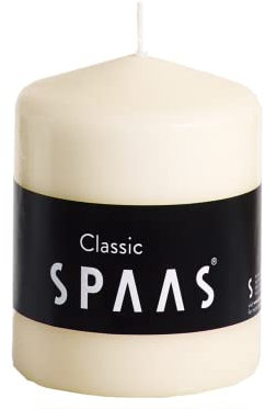 Spaas Unscented Pillar Candle 80/100 mm, 40 Hours, Ivory