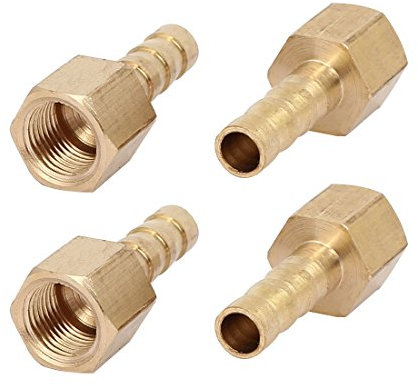 sourcing map 4Stk. 1/8BSP Innengewinde 6mm Schlauchanschluss Schlauchtülle Messing Schlauchkupplung Stecker Fitting