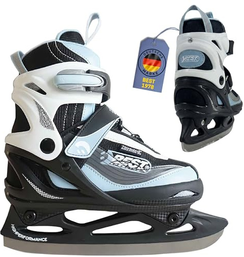 Best Sporting Schlittschuhe Kinder, Damen & Herren I 4-Fach verstellbare Eislaufschuhe Kinder I Softboot Ice Skates - wasserdicht und wärmeisolierend mit Push-Lock-Schnalle, Größe 38-41 (Blau)
