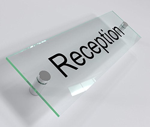 Office Door Wall House Number Sign Plaque- Quality Glass Effect Acrylic Perspex (Reception)