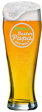 Weizenglas mit [Name] als individuelle Gravur zum Vatertag - Auswahl aus 6 Motiven + Wunschname Ihrer Wahl auf 0,5 l Weißbierglas graviert. (Motiv 04)
