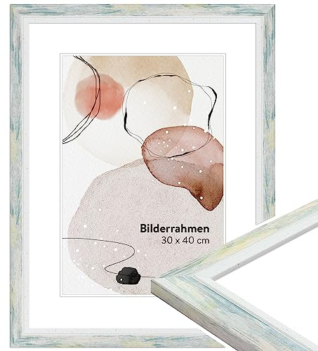WANDStyle Bilderrahmen 15x21 Türkis, moderner Bilderrahmen Holz 15x21 cm | Hochwertiger Holzbilderrahmen, Posterrahmen aufstellbar, Rahmen 21x15 cm, Fotorahmen H490 - Made in Germany