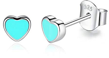 Gold Gala Ohrringe 925 Sterling Silber Mädchen Damen (Türkis Herz)