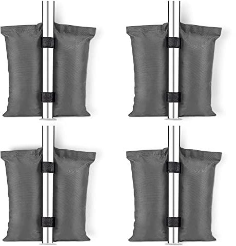 KEPLIN 4-Pack Gazebo & Tent Weight Bags - Heavy-Duty Stability for Canopies, Umbrellas, Furniture & More with Velcro Straps & Double Pocket Design for Secure Attachment - Reliable Hold Sand