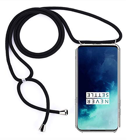 FMPCUON Coque Compatible avec OnePlus 7 Pro pour téléphone Portable avec Cordon, Lanyard Case Holder Ultra Mince Transparente TPU Bumper Etui Housse Coquille + Verre trempé