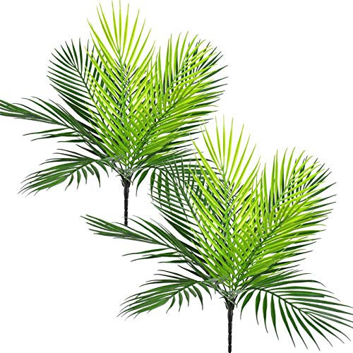 Lot de 2 plantes de palmier artificielles en plastique - Décoration de verdure pour extérieur, intérieur, maison, jardin, véranda, fête, mariage, centre de table, décoration de Noël