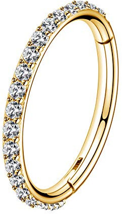 OUFER 16G Rostfreier Stahl Knorpel Ohrringe Fünf Petal Clear CZ Blume Tragus Helix Earrings Knorpel Ohrstecker gold-20G-12mm