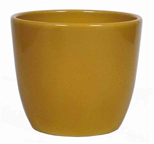 INNA-Glas Keramik Blumentopf, Ø15,5cm, 13,5cm, ockergelb - Pflanzentopf/Übertopf