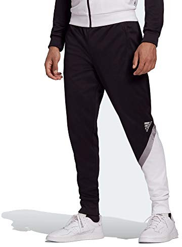 adidas Men's Essentials 3-Stripes Tapered Tricot Pants (Black/White/Core Black, Large)