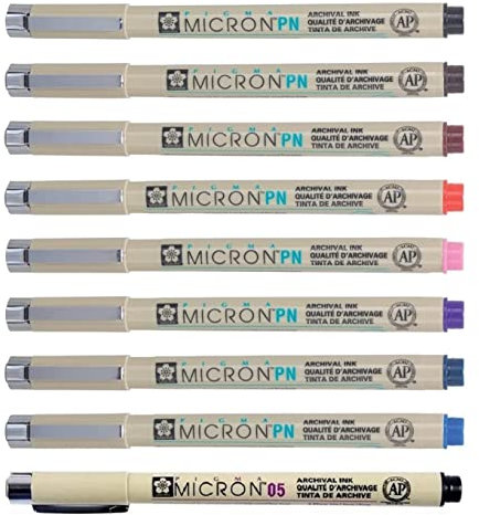 SAKURA Pigma Micron PN Bleistifte Pigma Micron Everyday Pens 8 Stück Made in Japan + 05 Schwarz
