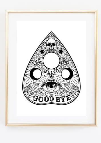 Din A4 Kunstdruck ohne Rahmen - Ouija Brett - Witchboard Wicca Hexenbrett Hexe Wahrsagen Esoterik Zukunft Druck Poster