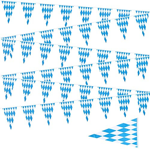 Oktoberfest Deko Wimpel Girlande,30 Meter Bayern Wimpelkette Oktoberfest Wimpelkette Oktoberfest Deko blau weiß für Party Deko Oktoberfest