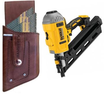 Hammerex Nail Pouch, Brown Leather, Fits Belts Up to 3 Wide, 2 Pockets, Buckle Closure