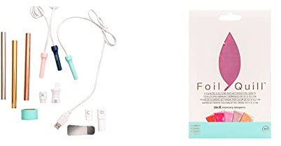 We R Memory Keepers WR660579 Set mit Folienfeder Foil Quill Starter Kit, Vorteilsset enthält über 12 Teile, Mehrfarbig, One Size, Piece & Set di 30 Fogli in 5 Colori, 10 x 15 cm, Flamingo, One