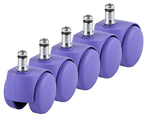 SKIR'CO Ruedas para silla de oficina de 50 mm, color morado, ruedas de repuesto, ruedas giratorias, tallos cortos universales