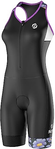 SLS3 Combinaison de triathlon pour femme – Costumes de triathlon pour femmes – Combinaison de triathlon pour femme – Coupe ajustée athlétique FRT (sans soutien-gorge d'étagère), Graphite/fleurs de