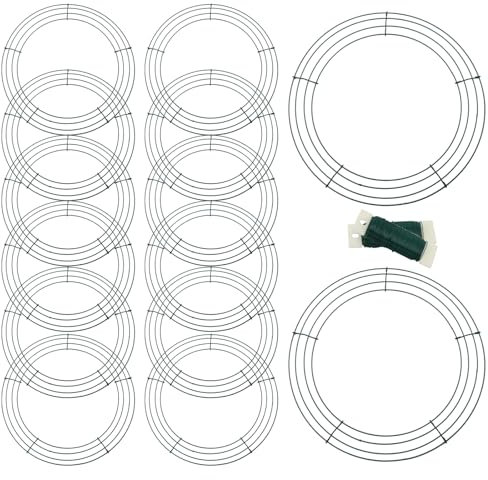 MANCHAP 12-Piece 12 Inch Wreath Rings, 30cm Green Wire Frame for Garden & Home Decoration
