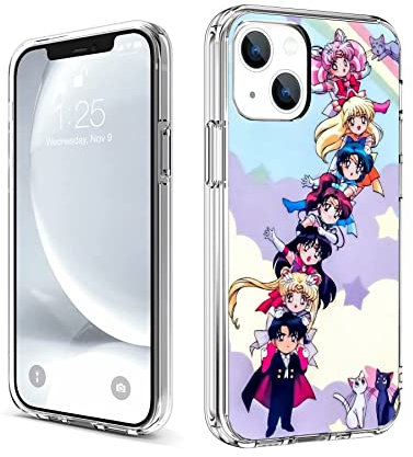 CHENQIAOHU Kompatibel mit iPhone 14 Hülle, Ganzkörperschutz Stoßfest Schutzhülle Clear Case Slim Thin Cover (Anime-Sailor-Moon-Magic-12)