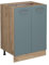 Vicco Küchenunterschrank R-Line, Blau-Grau/Goldkraft Eiche, 60 cm ohne Arbeitsplatte