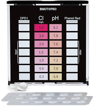 Pool Tester pH und Chlor 2in1 | Wassertester Schütteltest | DPD1 und Phenol Red | Reagenztabletten (2x10 Stück)