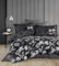ZIRVEHOME Satin Bettwäsche Set 200x220 cm, Schwarz, Wende-Bettbezug Weiß Geblümt, 100% Baumwollsatin, 5-teilig, Kissenbezüge 80x80 cm. Vilya V2