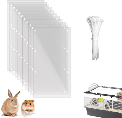 PeSandy Haustierkäfig-Einlage, Käfig Urin Schutz, 12 STÜCKE Schutz Käfig Streu für Kleintiere Kaninchen Meerschweinchen Hamster Chinchilla Igel Frettchen Ratten (Transparent, 30 x 15CM)