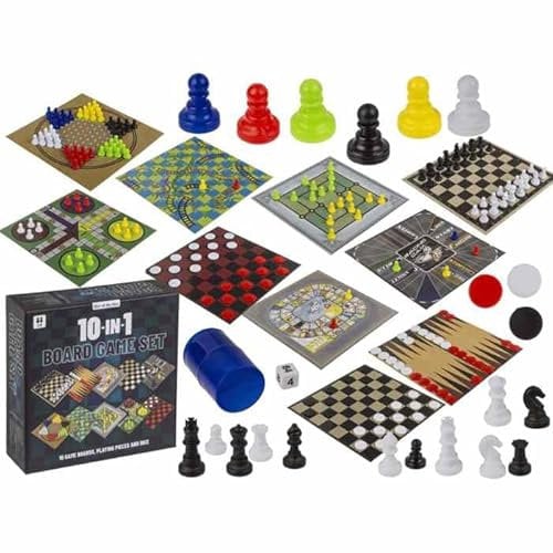 Close Up Brettspiel Set | 10 in 1 Spielesammlung für die ganze Familie | Mini Spielesammlung | Für Unterwegs | Schach, Dame, Backgammon, Mühle, Halma UVM. | Klassische Spiele