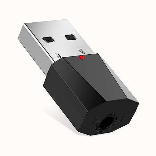 Bluetooth 5.1 USB Empfänger für Musik und Freisprechanruf, Aux Adapter mit 3.5mm Kabel, Plug&Play, Eingebautem Mikrofon für Auto, Zuhause, Kopfhörer und Lautsprecher