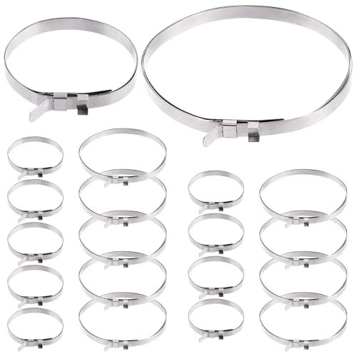 Swpeet 10Set Stainless Steel CV Boot Clamps Kit, 10Pcs Small & 10Pcs Large Crimp Bands, 1.8 - 3.5, 1.8 - 9 No Hole Type CV Boot Clamps Adjustable Drive Shaft Boot Clamp for Most Cars