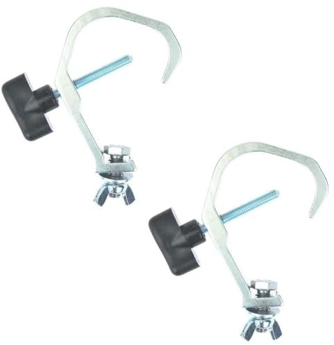 2 x Eurolite TH-22 SLIM silber Theaterhaken Scheinwerferhaken Montagehaken für 50 mm Rohr I Maximallast WLL 50 kg